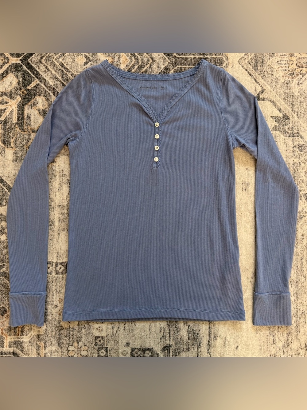 Abercrombie Kids long-sleeve henley top in dusty blue never worn